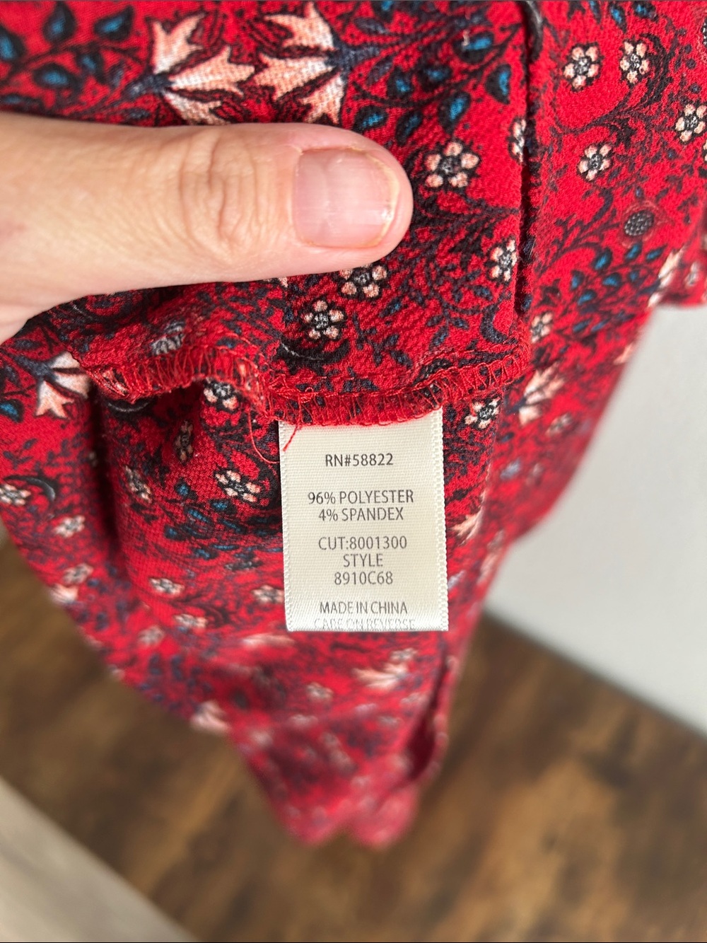 Max Studio Red Floral Bohemian Maxi Dress with Ruffle Neck - Picture 6 of 8